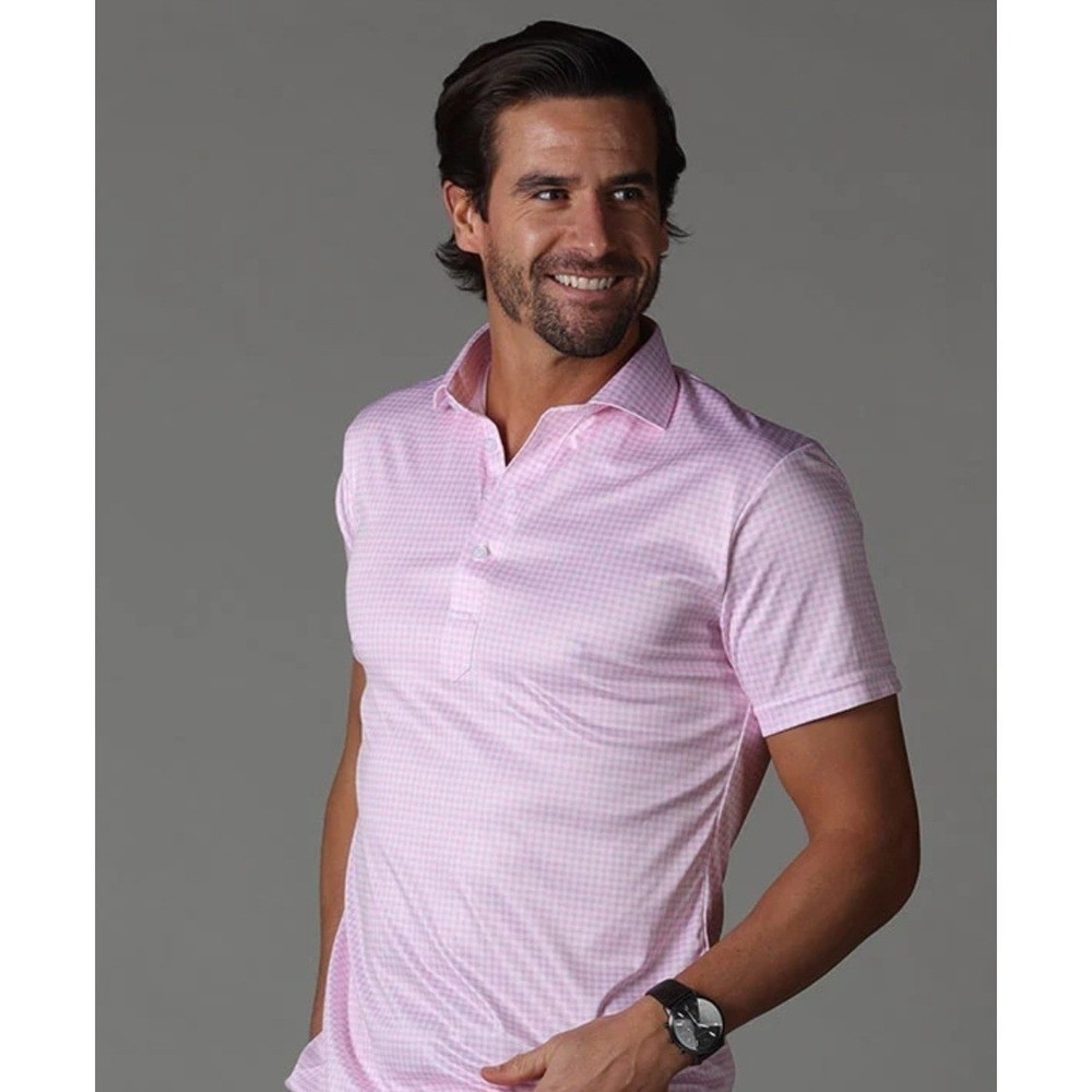 NWT Collars and Co Semi-Spread Collar Polo Pink Gingham Small